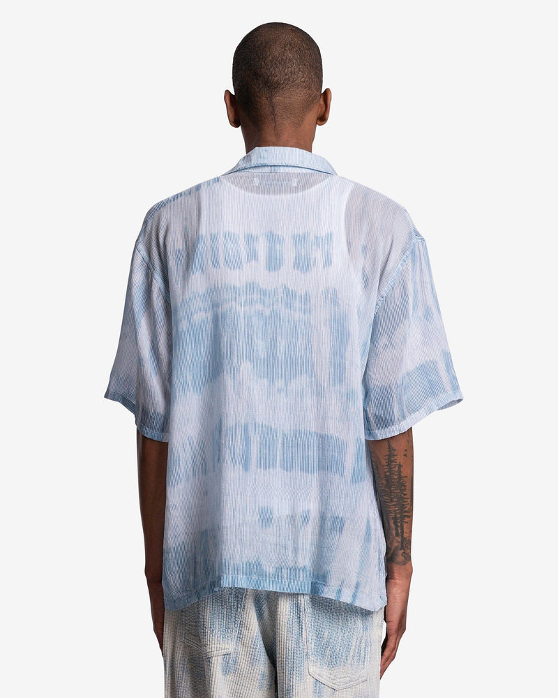 Our Legacy Men's Shirts Box Shirt Short Sleeve in Blue Brush Stroke Print