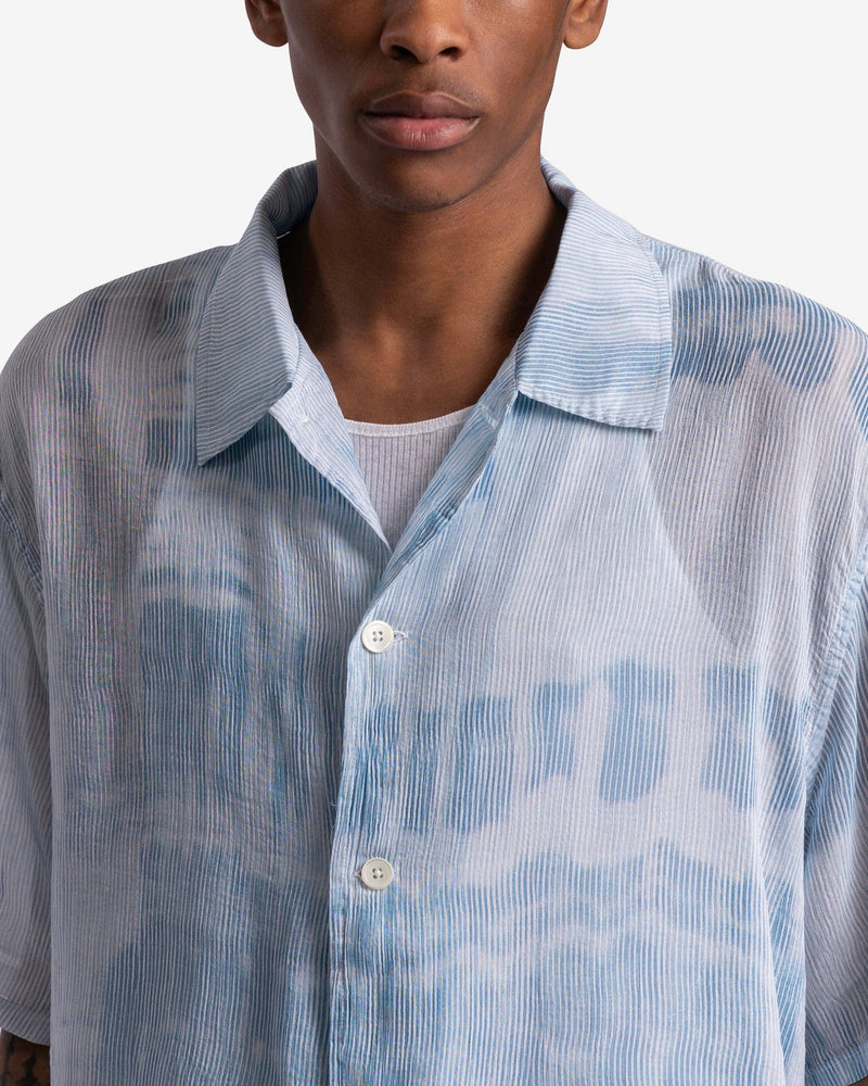 Our Legacy Men's Shirts Box Shirt Short Sleeve in Blue Brush Stroke Print