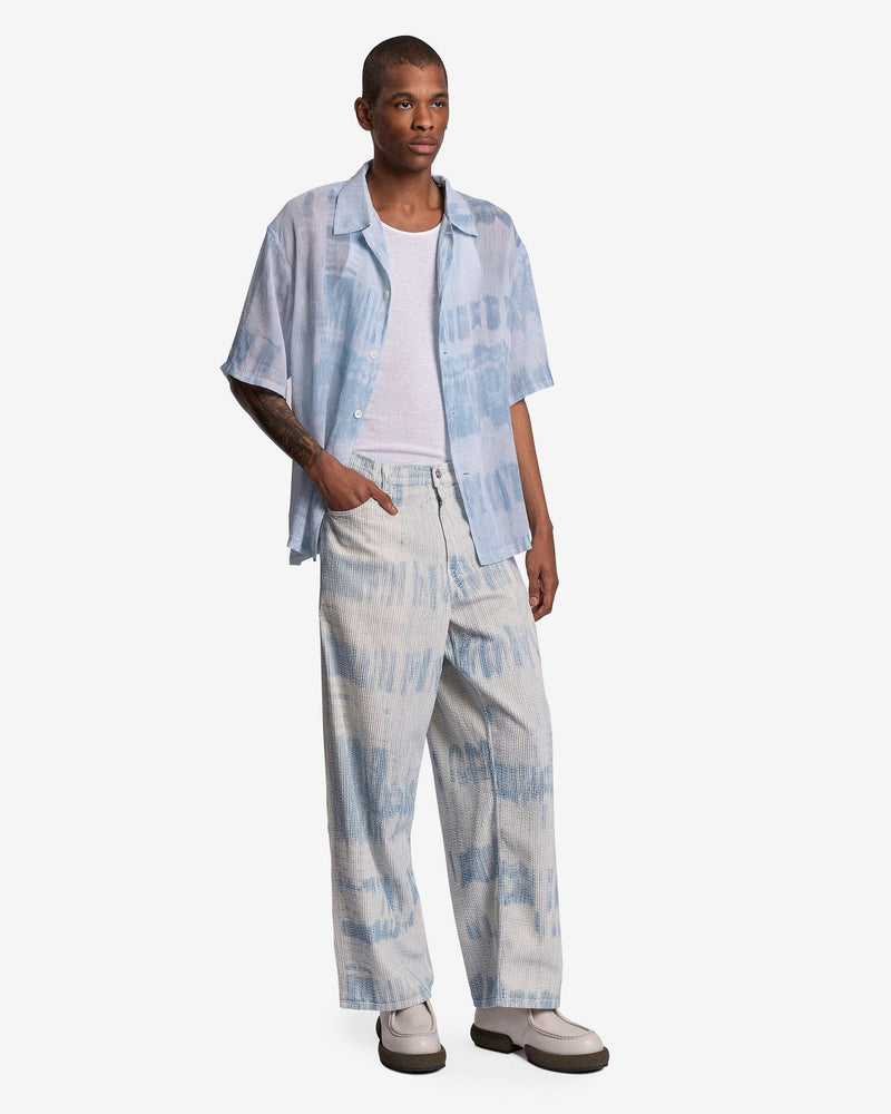 Our Legacy Men's Shirts Box Shirt Short Sleeve in Blue Brush Stroke Print