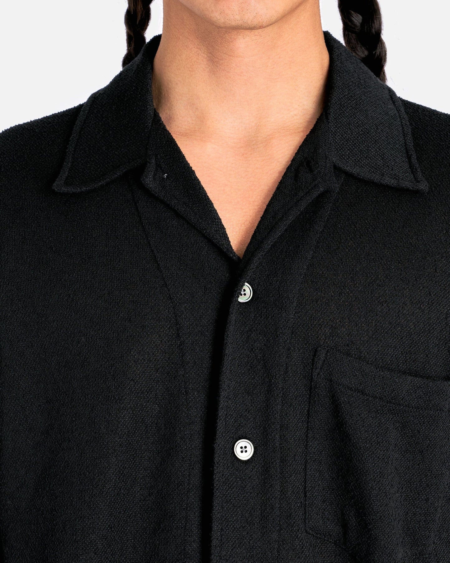 Our Legacy Men's Tops Box Shirt Shortsleeve in Black Boucle
