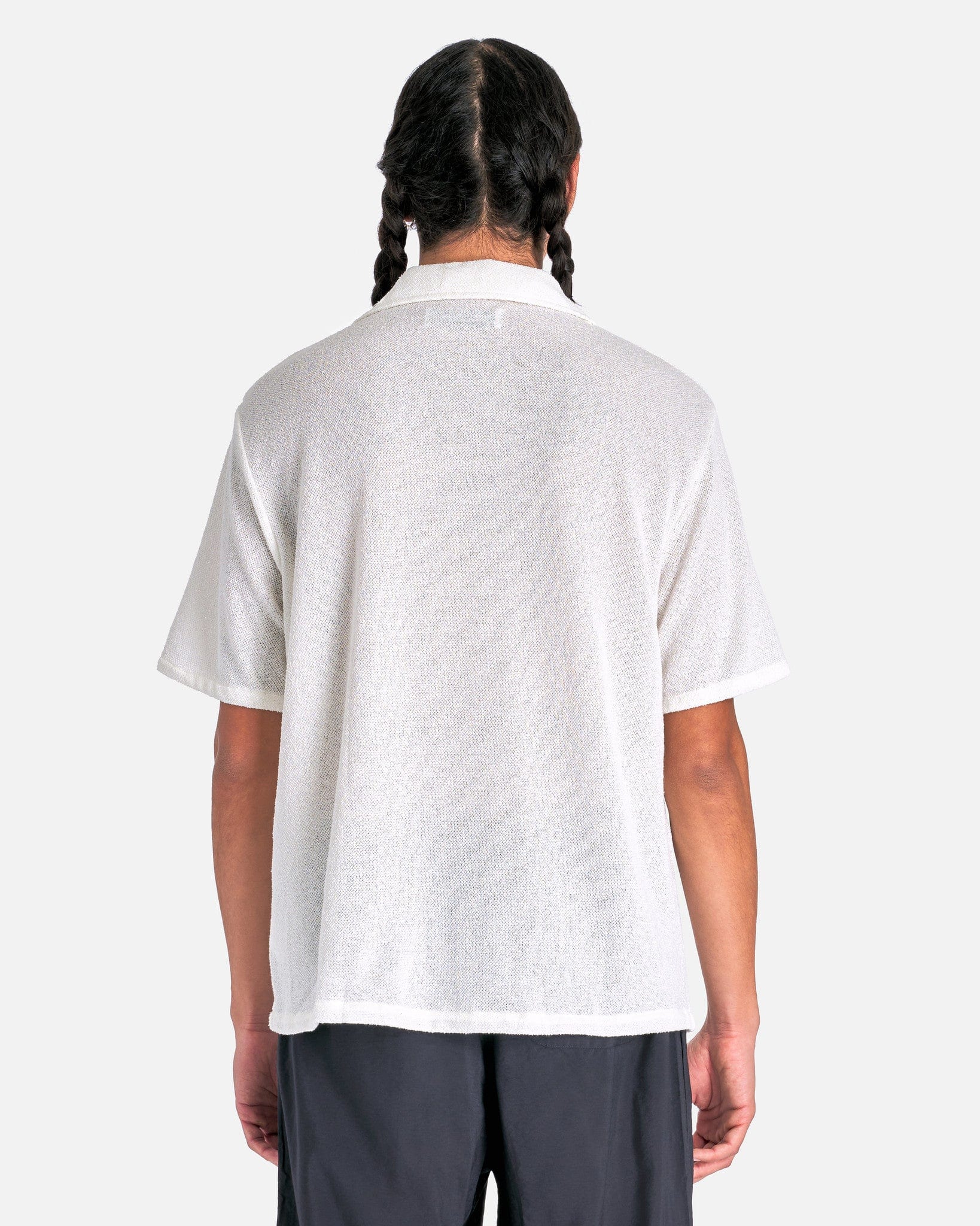Box Shirt Shortsleeve in White Boucle – SVRN Box Shirt Shortsleeve in White Boucle – SVRN