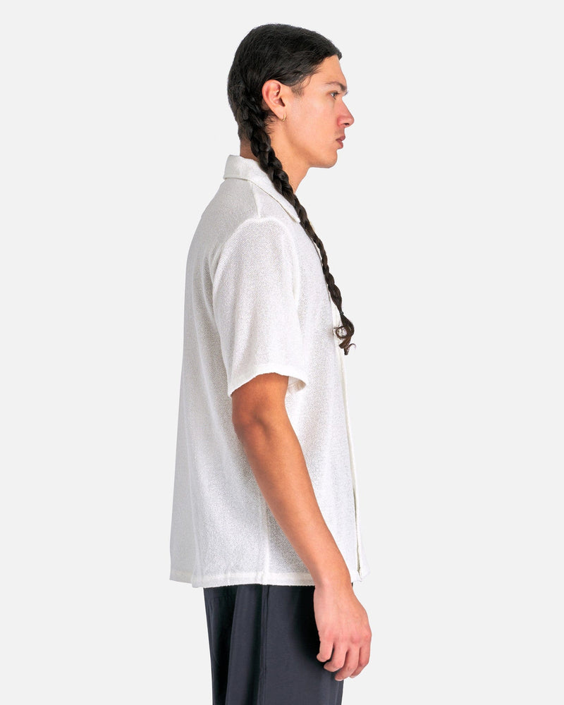 Box Shirt Shortsleeve in White Boucle – SVRN Box Shirt Shortsleeve in White Boucle – SVRN