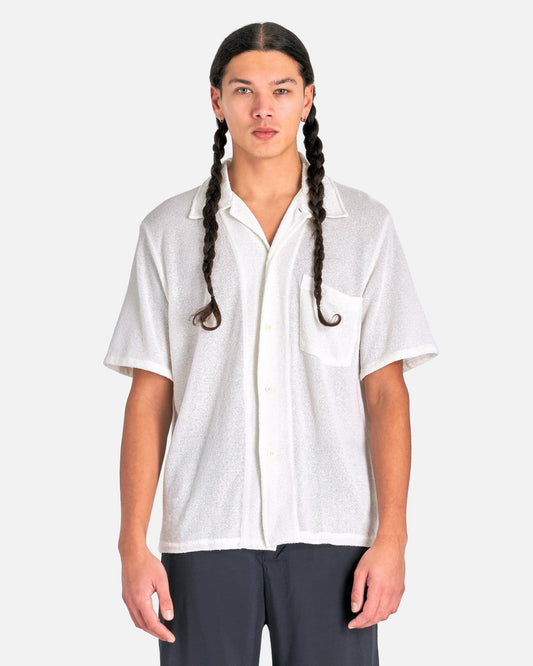 Our Legacy Men's Shirts Box Shirt Shortsleeve in White Boucle