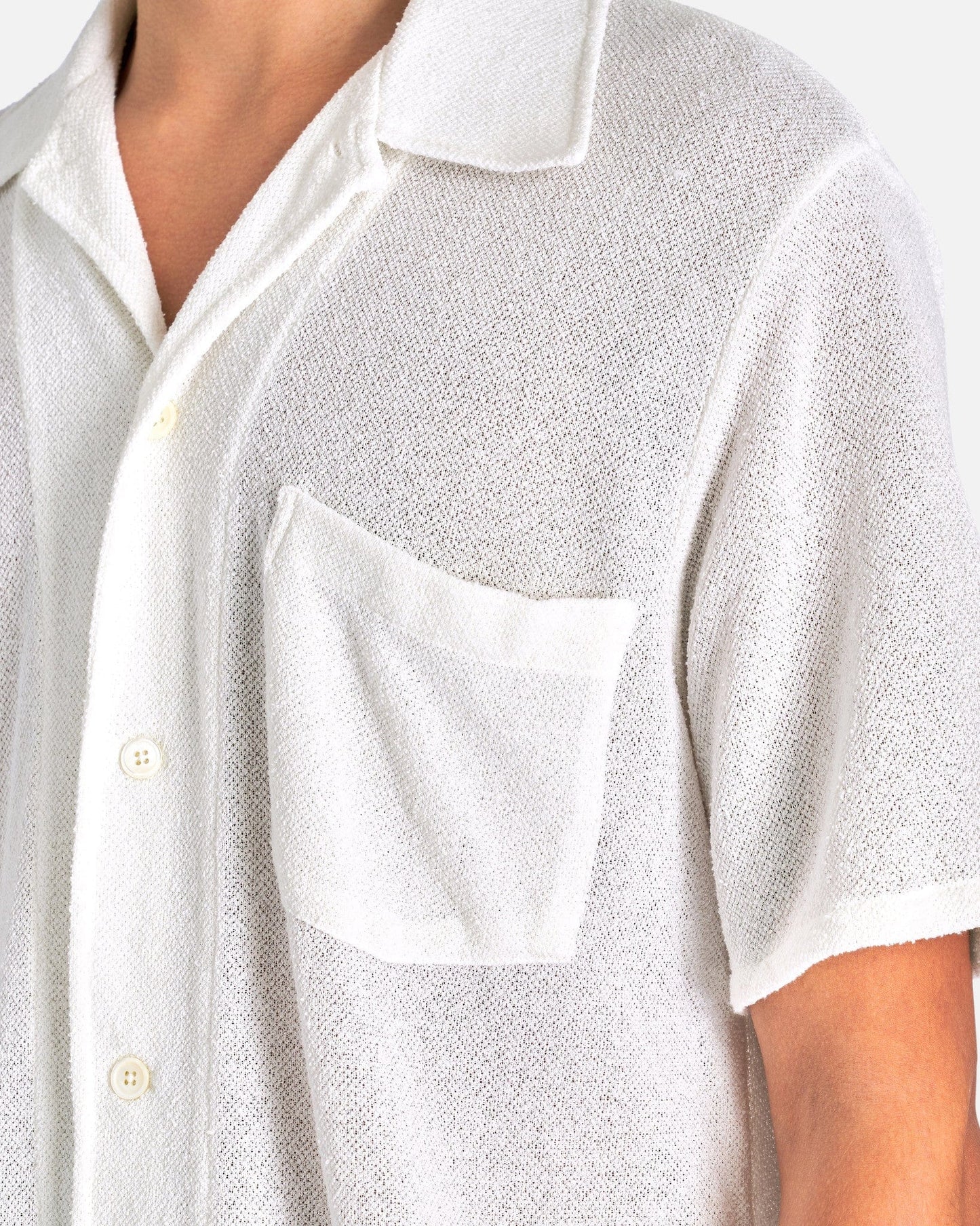 Our Legacy Men's Shirts Box Shirt Shortsleeve in White Boucle