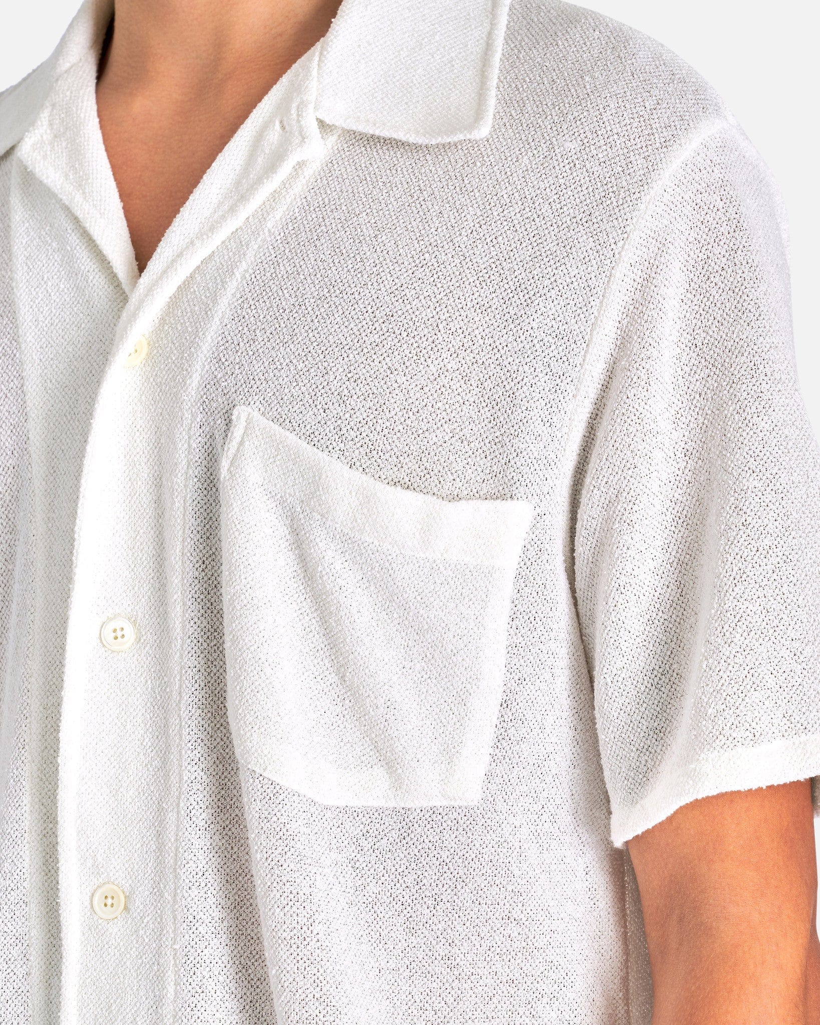 Our Legacy Men's Shirts Box Shirt Shortsleeve in White Boucle