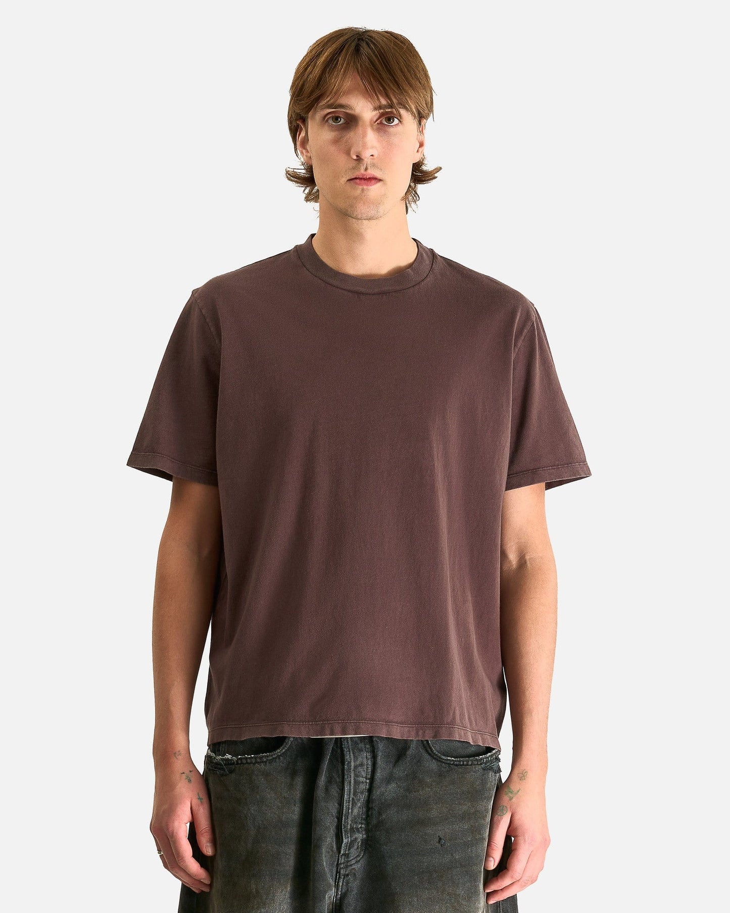 Our Legacy Men's T-Shirts Box T-Shirt in Worn Brown Legacy Jersey