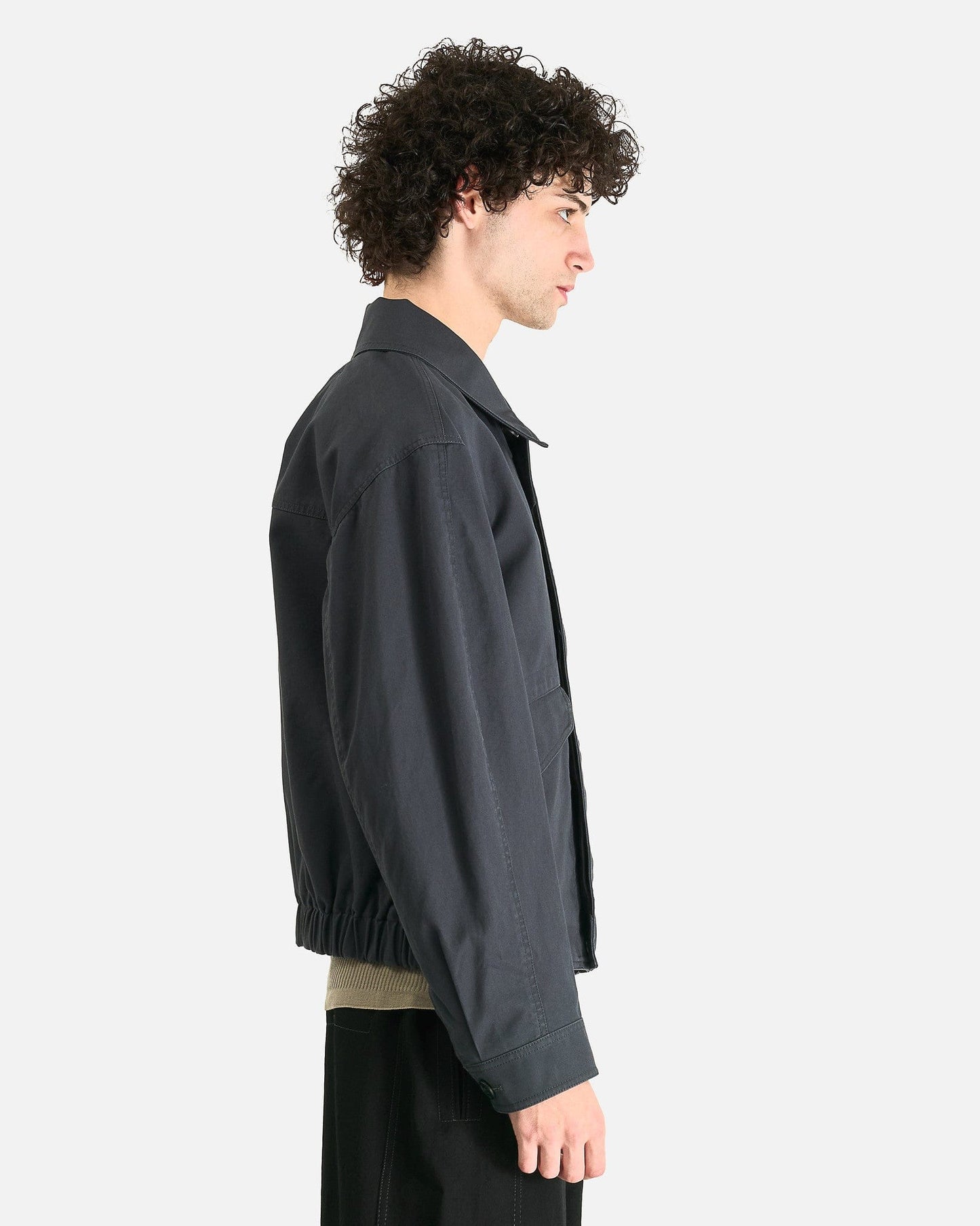 LEMAIRE Men's Tops Boxy Blouson in Graphite Blue