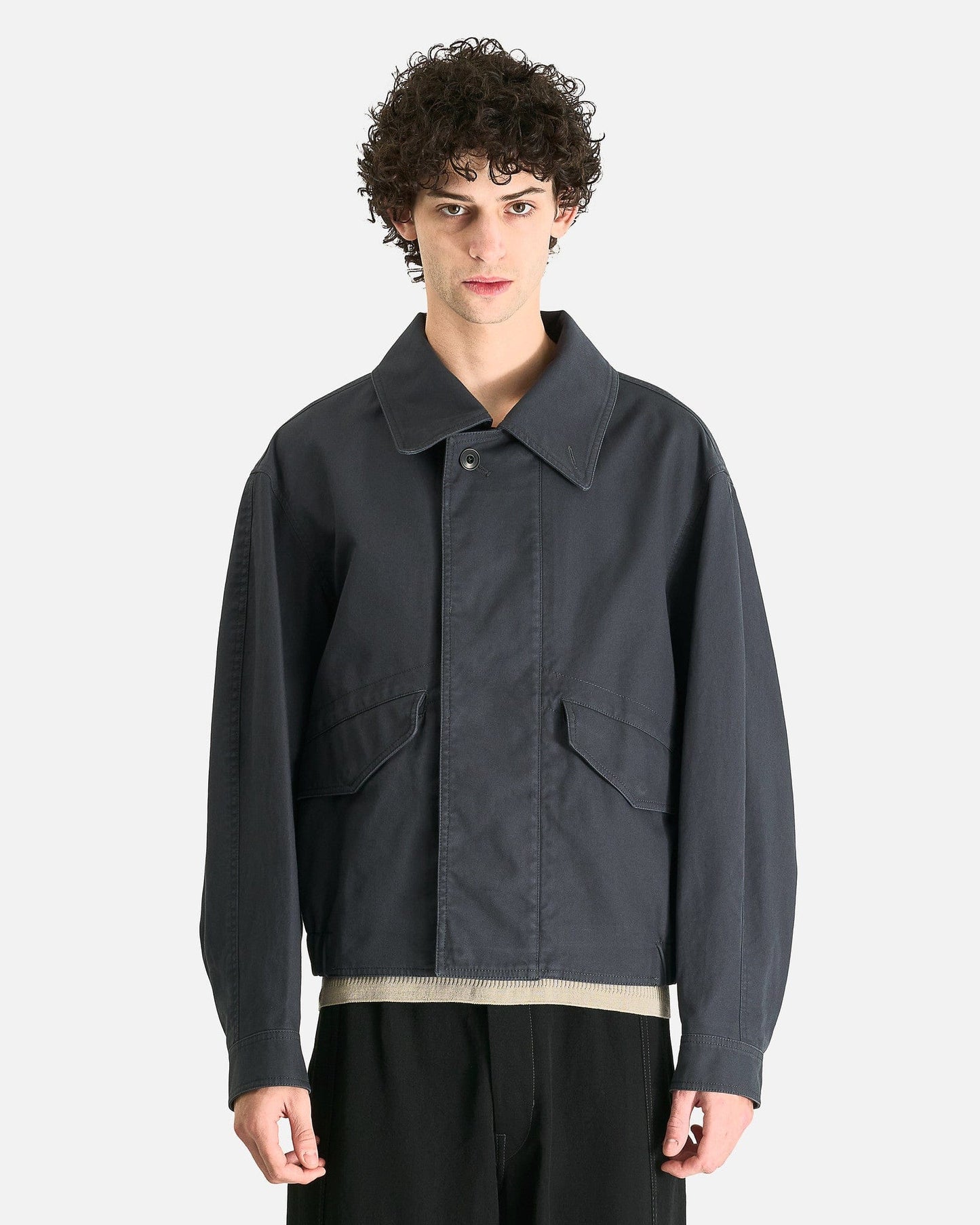 LEMAIRE Men's Tops Boxy Blouson in Graphite Blue