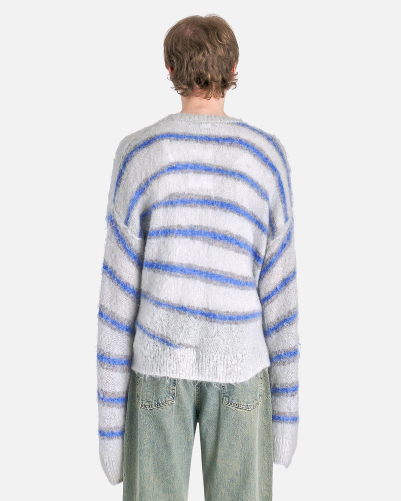 Acne Studios Men's Sweater Boxy Knit Sweater in Light Grey/Sweet Blue