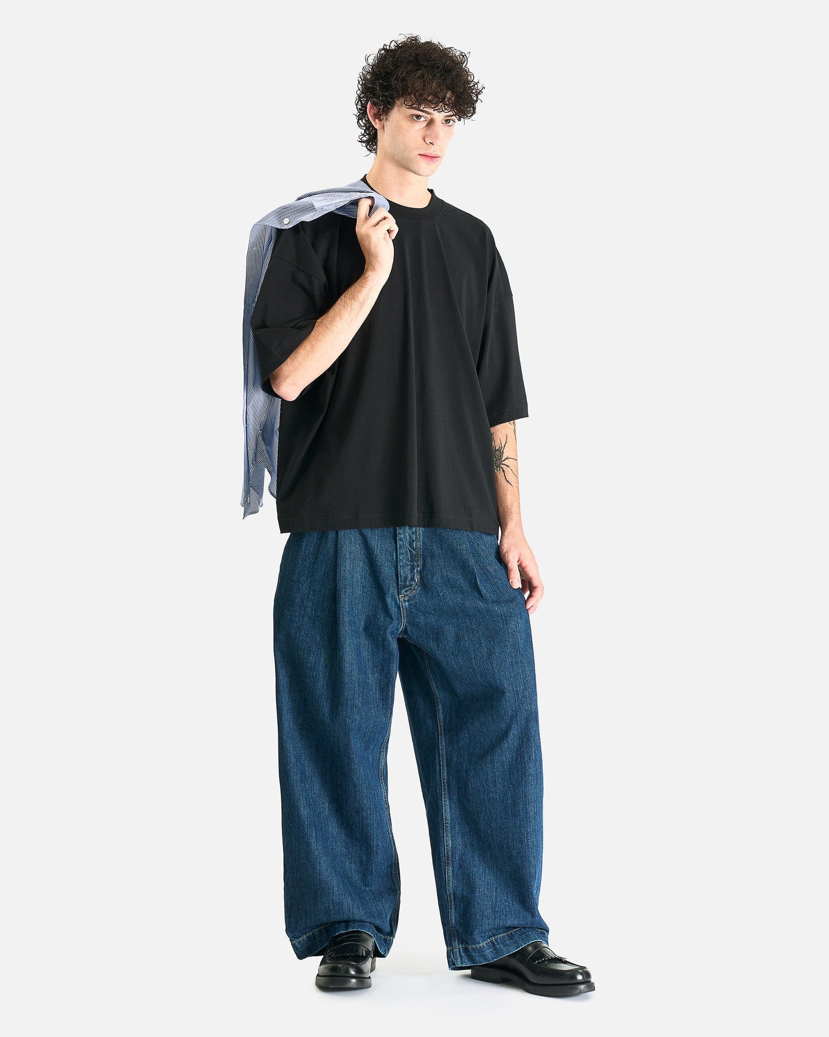 Studio Nicholson Men's T-Shirts Branded Short Sleeve T-Shirt in Black