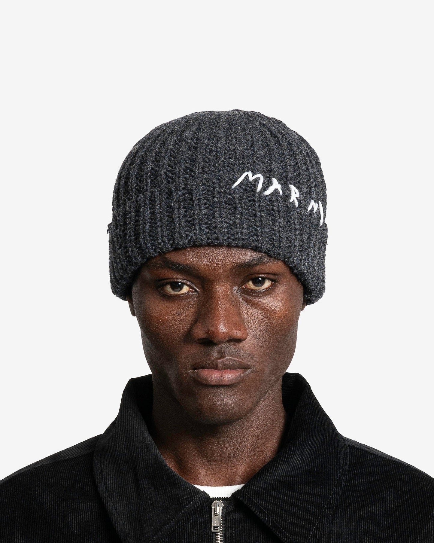 Marni Men's Hats Broken Fisherman Beanie in Dark Grey