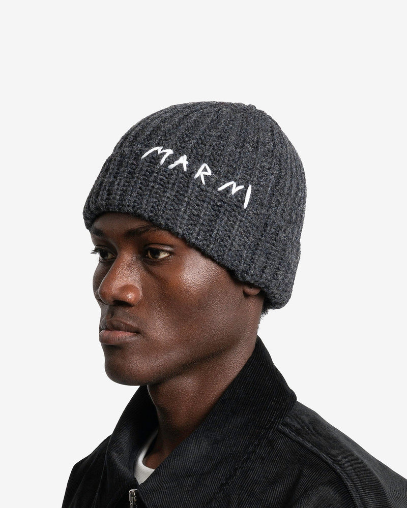 Marni Men's Hats Broken Fisherman Beanie in Dark Grey