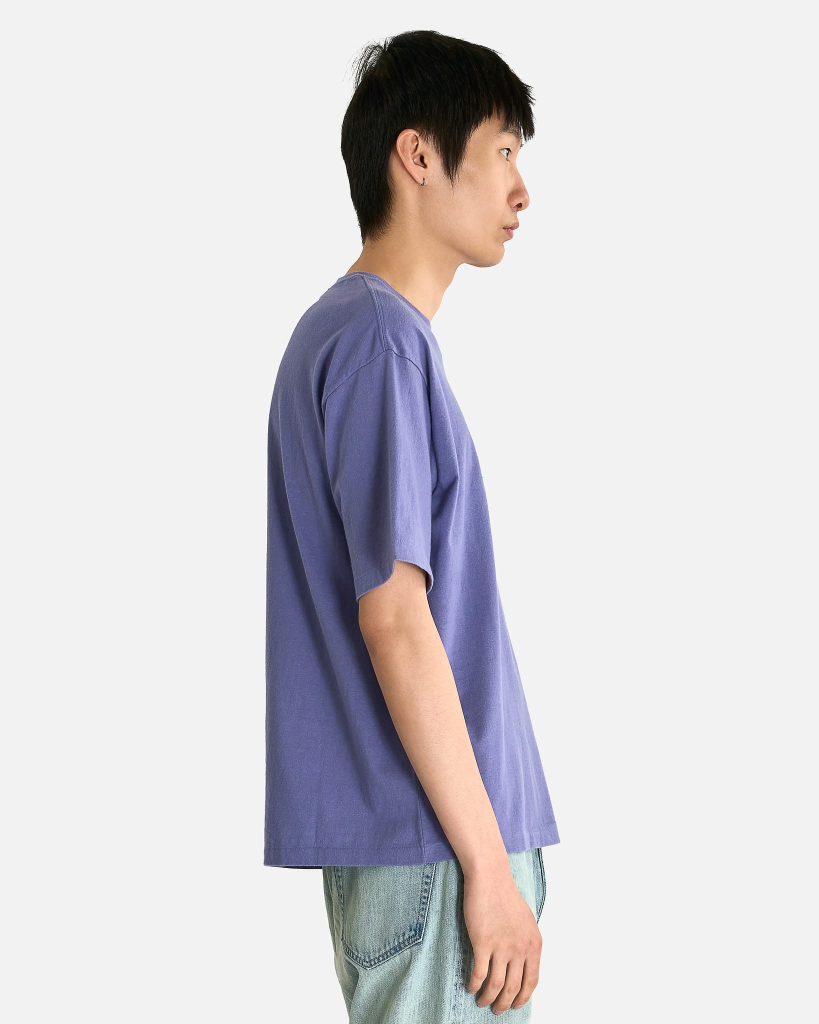 Auralee Men's Shirts Brushed Organic Cotton Jersey Tee in Light Purple