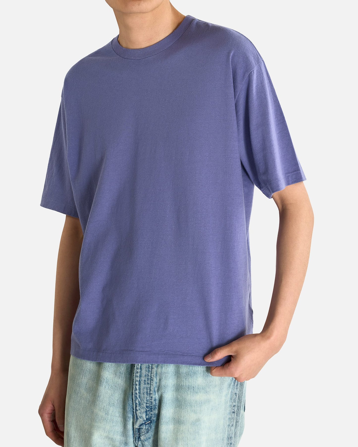 Auralee Men's Shirts Brushed Organic Cotton Jersey Tee in Light Purple