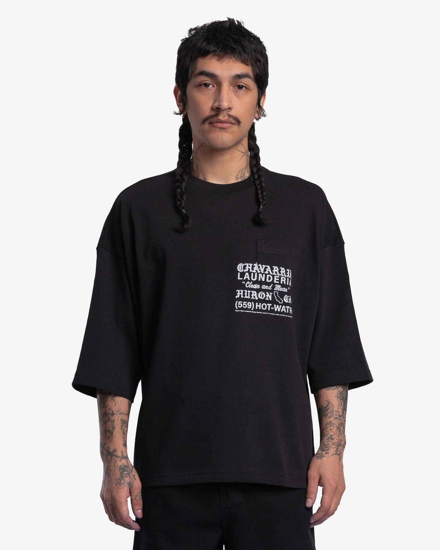 Willy Chavarria Men's T-Shirts Buffalo Pocket Tee Earth Day in Black