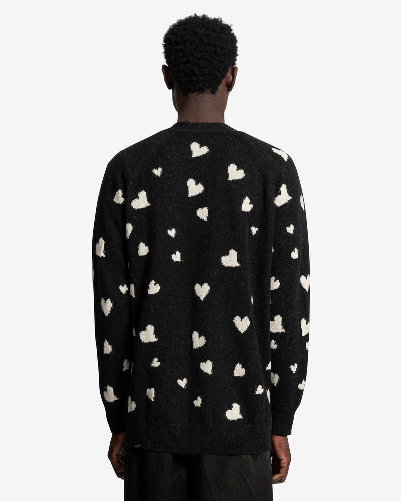 Marni Men's Sweater Bunch of Hearts Cardigan in Black