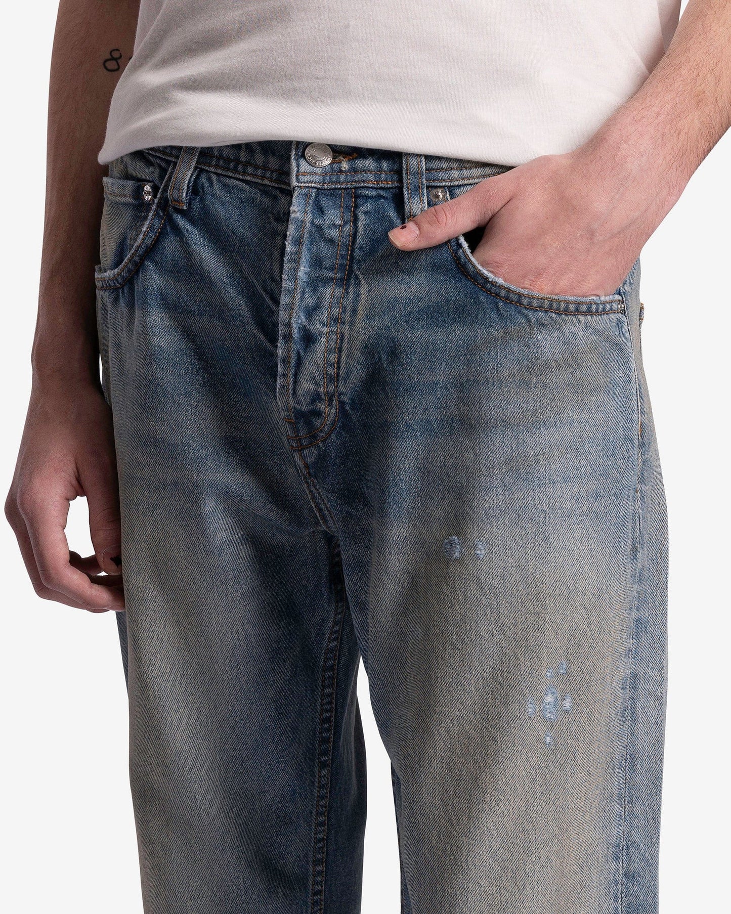 Enfants Riches Deprimes Men's Jeans Burnt Flare Jeans in Washed Indigo