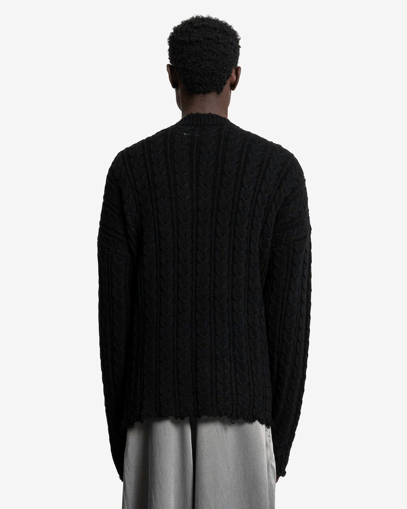 MM6 Maison Margiela Men's Sweater Cable Knit Cardigan in Black