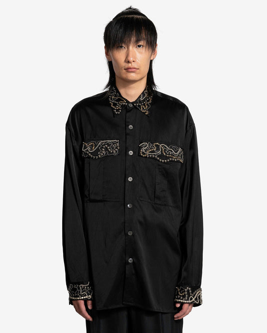 Dries Van Noten Men's Shirts Calander Bis EMB Shirt in Black
