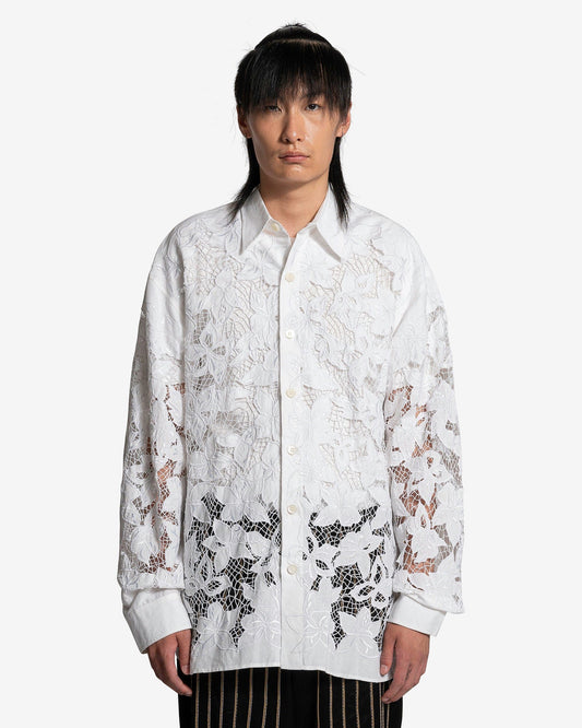 Dries Van Noten Men's Shirts Calander EMB Shirt in Ecru