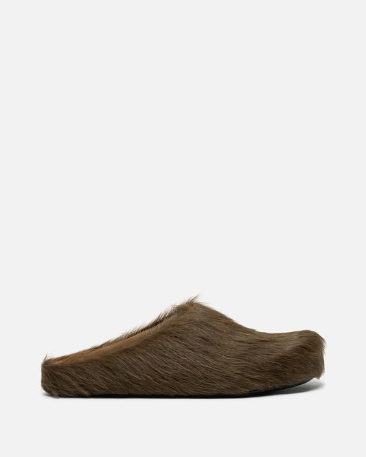 Marni Men's Shoes Calf-Hair Sabot in Dark Brown