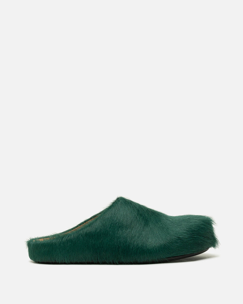 Marni Men's Shoes Calf-Hair Sabot in Forest Green