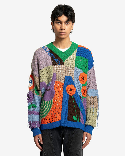 Nahmias Men's Sweater California Poetry Crochet V-Neck in Rainbow