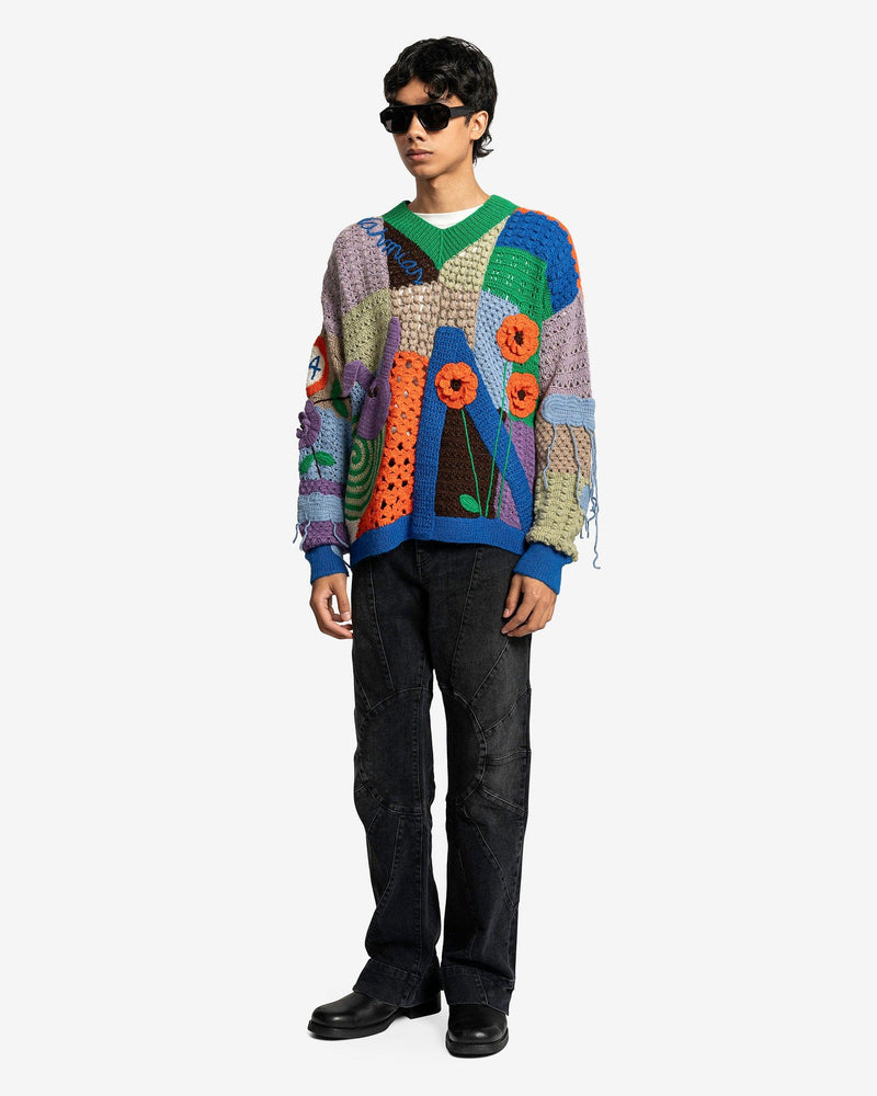 Nahmias Men's Sweater California Poetry Crochet V-Neck in Rainbow