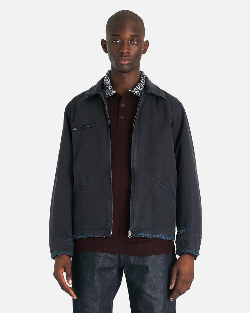 MM6 Maison Margiela Men's Jackets Canvas Distressed Jacket in Navy