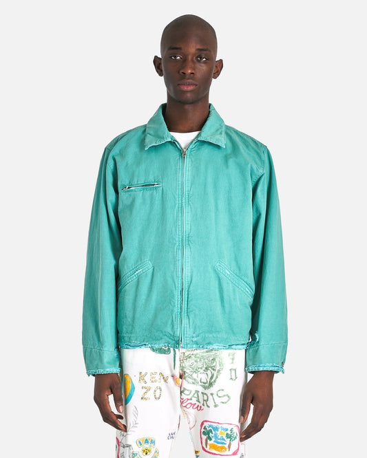 MM6 Maison Margiela Men's Jackets Canvas Distressed Jacket in Turquoise