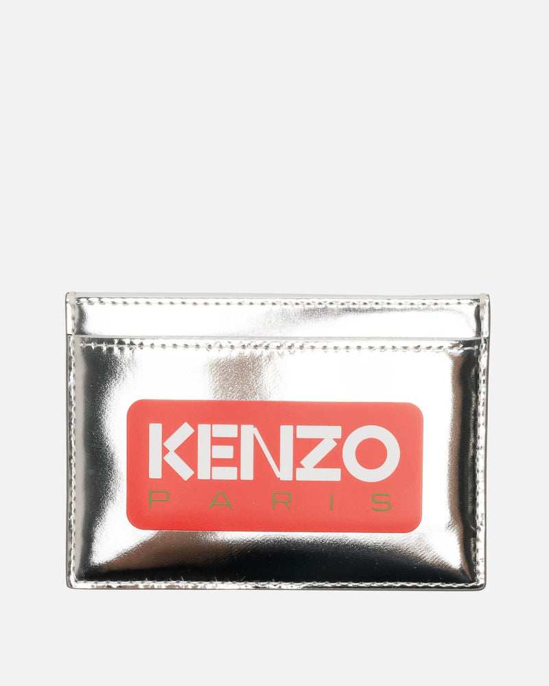 KENZO Leather Goods O/S Card Holder in Embossed Silver