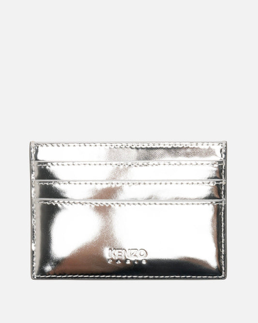 KENZO Leather Goods O/S Card Holder in Embossed Silver