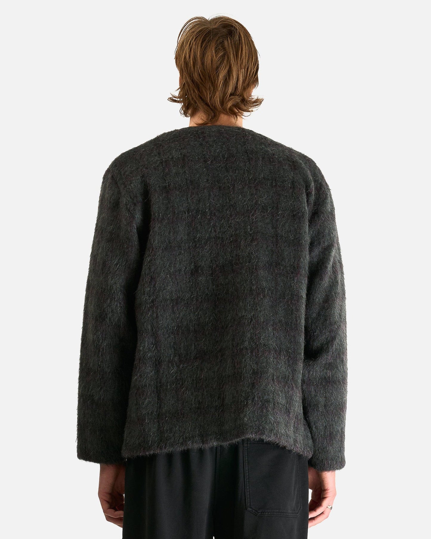 Our Legacy Men Sweaters Cardigan in Fuzzed Plum Check Hairy Wool