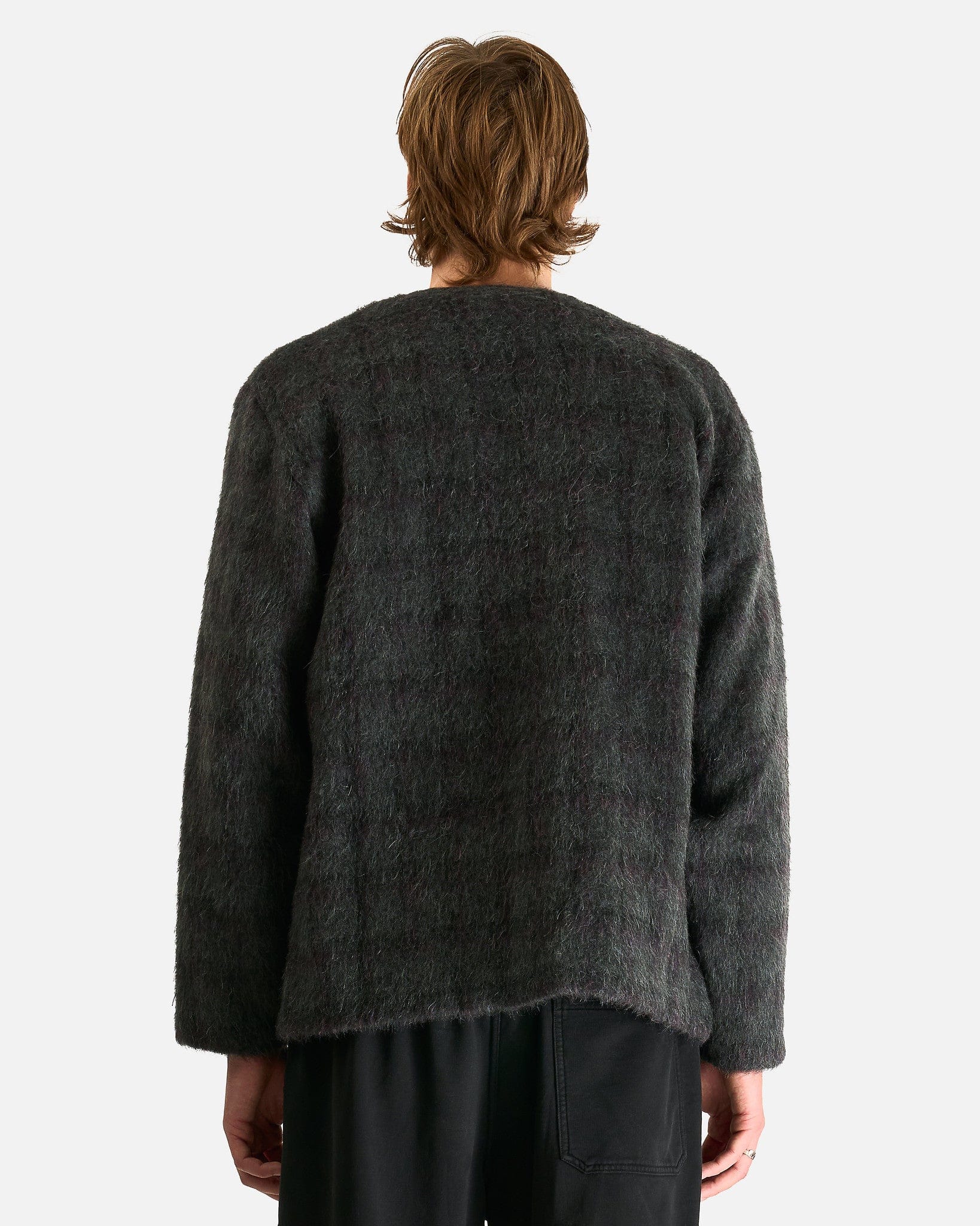 Our Legacy Men Sweaters Cardigan in Fuzzed Plum Check Hairy Wool