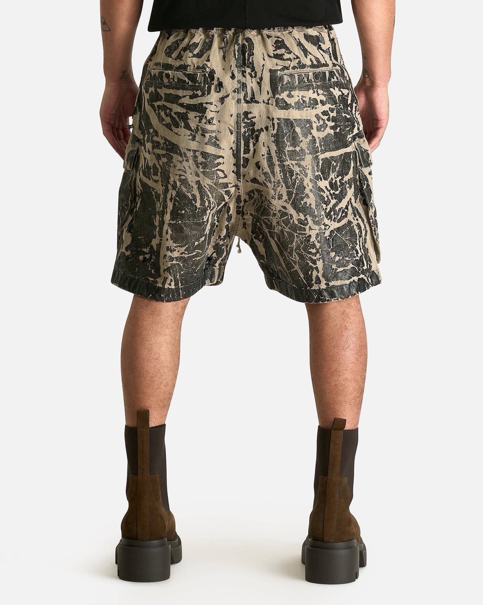 Rick Owens DRKSHDW Men's Shorts Cargobela Shorts in Black Washed Foil