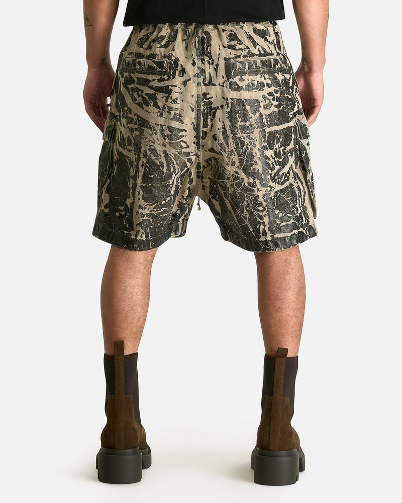 Rick Owens DRKSHDW Men's Shorts Cargobela Shorts in Black Washed Foil