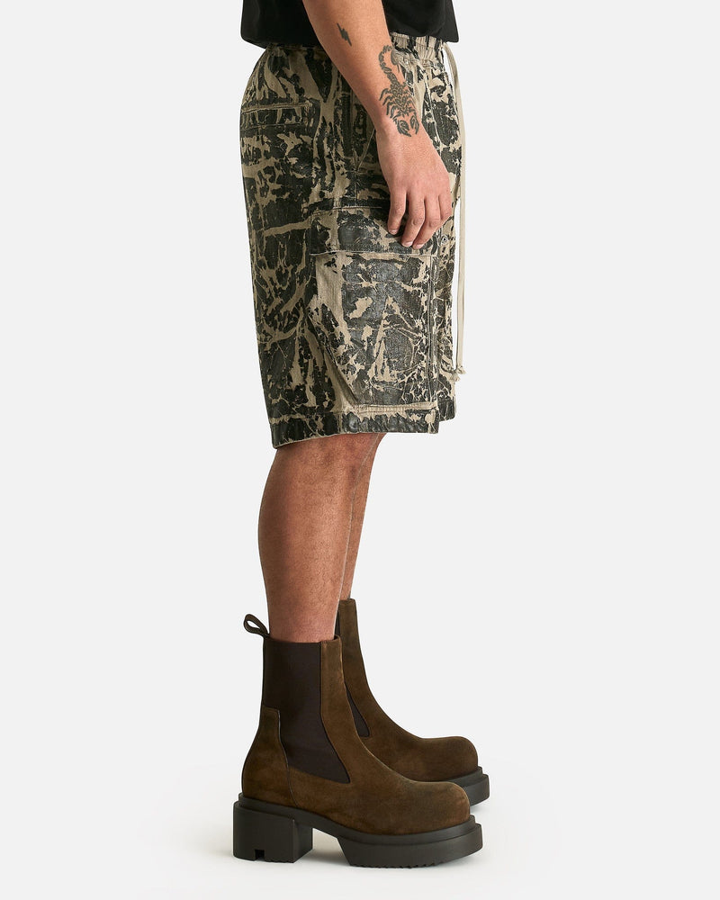 Rick Owens DRKSHDW Men's Shorts Cargobela Shorts in Black Washed Foil