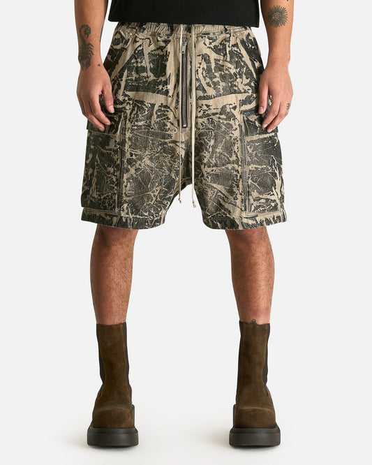 Rick Owens DRKSHDW Men's Shorts Cargobela Shorts in Black Washed Foil