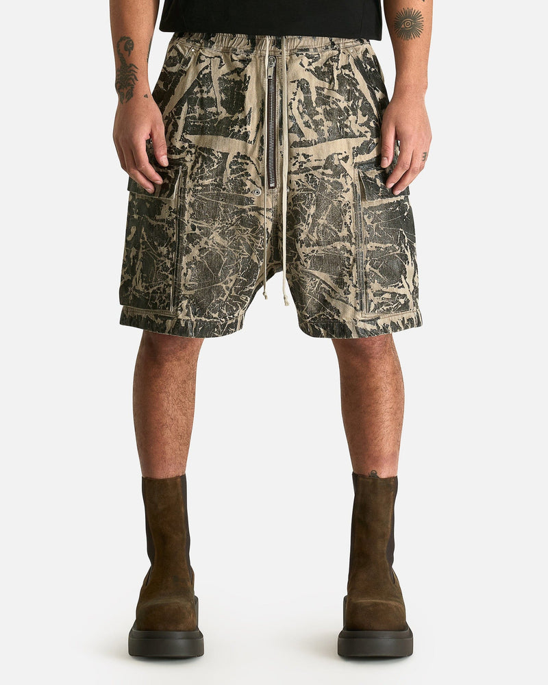 Rick Owens DRKSHDW Men's Shorts Cargobela Shorts in Black Washed Foil