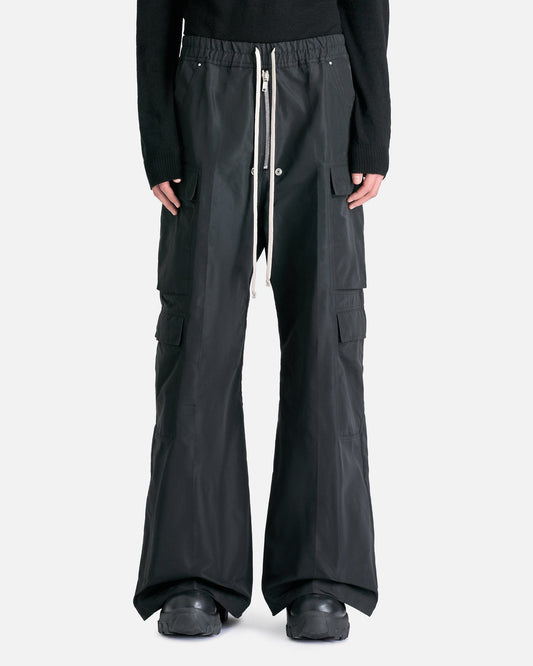 Polyester Twill Draped Trousers in Black