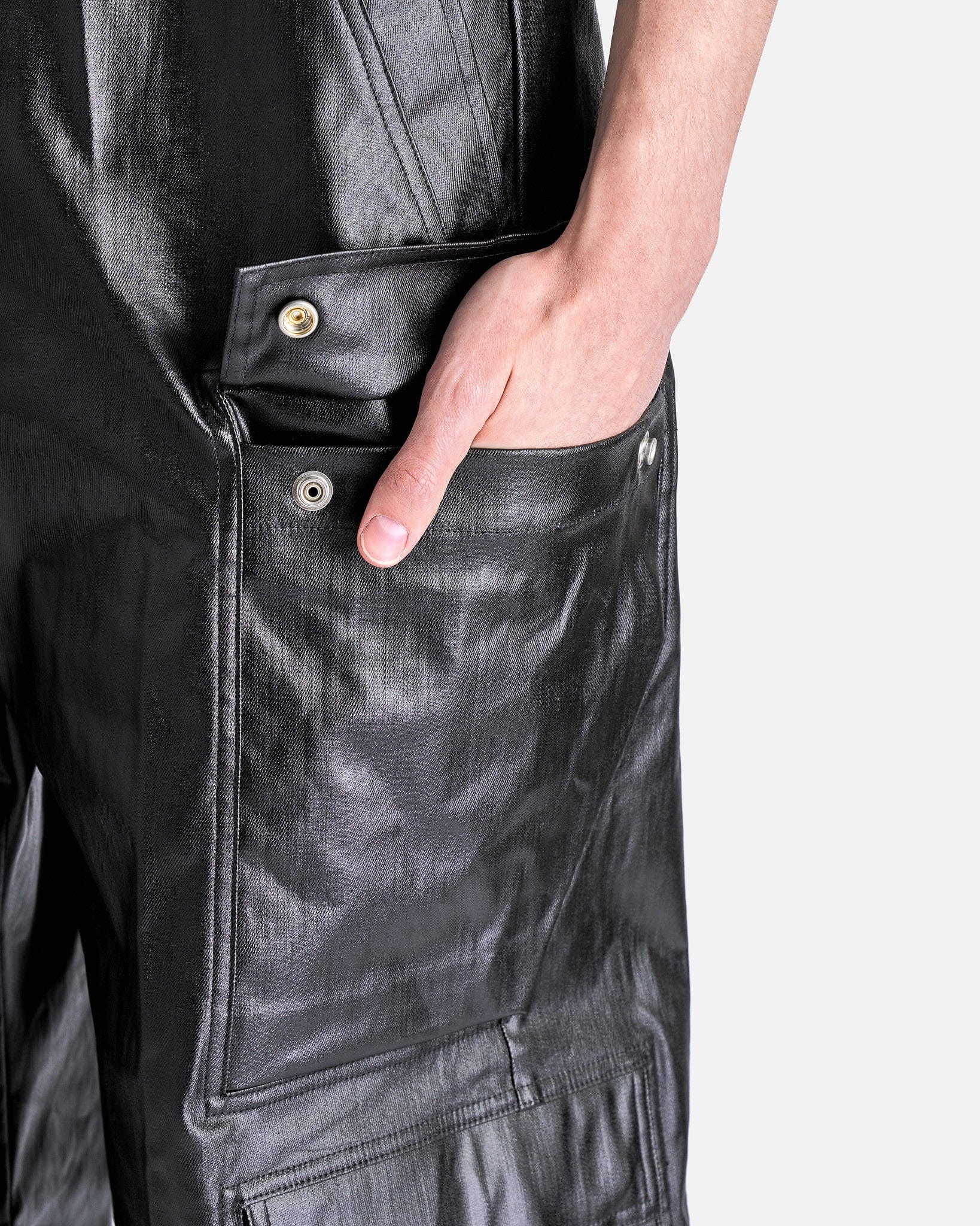 Rick Owens Men's Pants Cargobelas in Black Metallic
