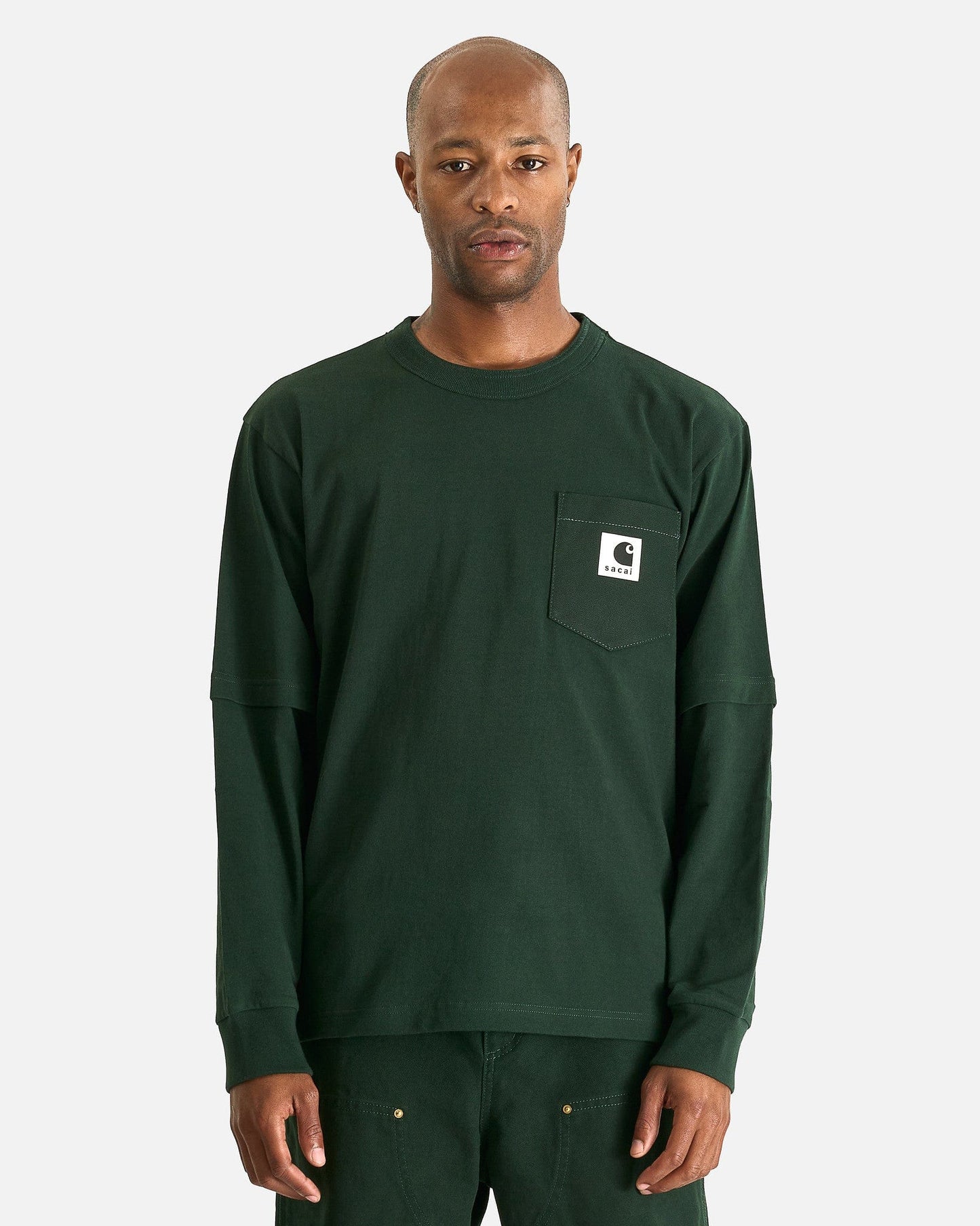 Sacai Men's Shirts Carhartt WIP Cotton Jersey LS Shirt in Green