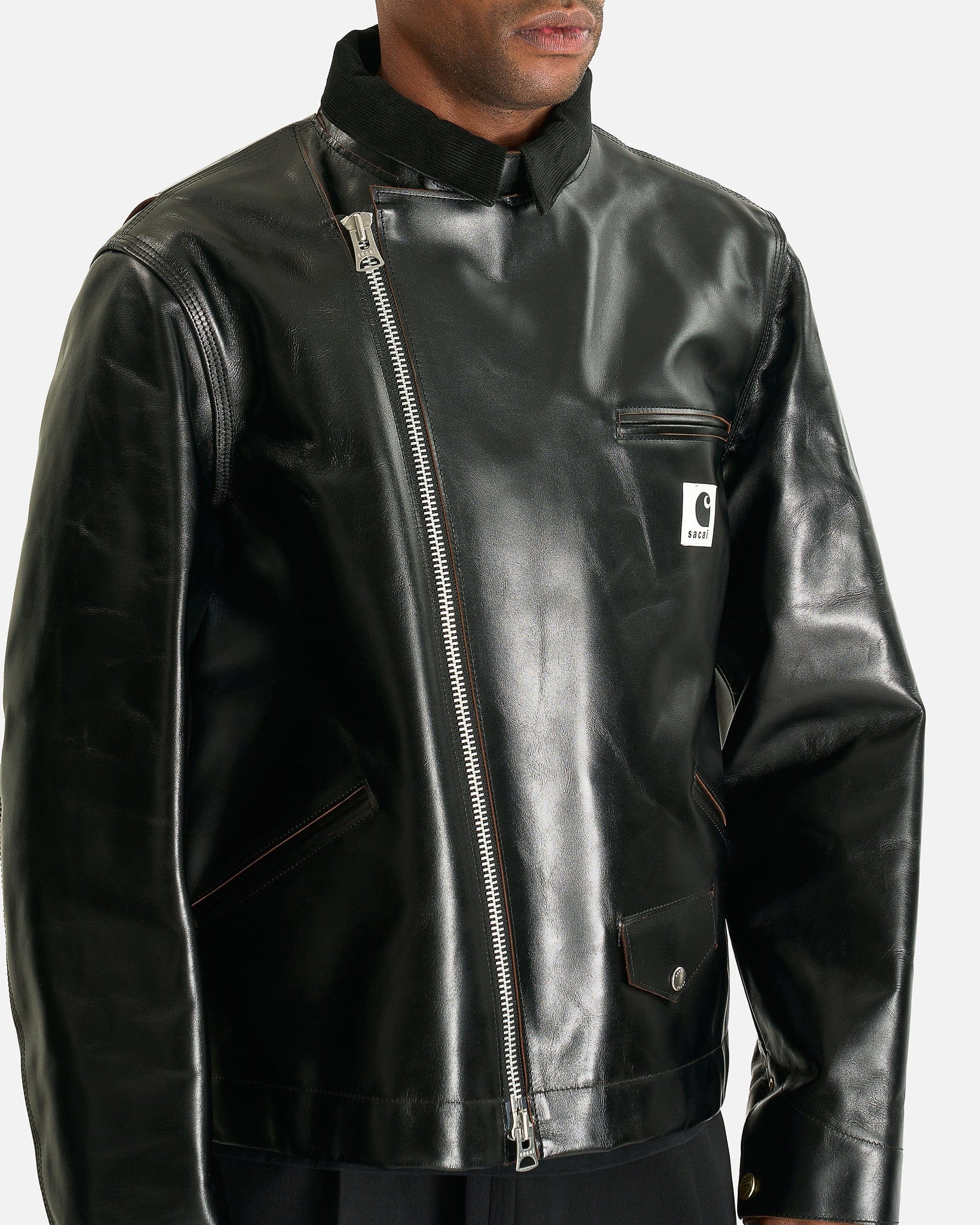 Sacai Men's Jackets 3 Carhartt WIP Leather Jacket in Black
