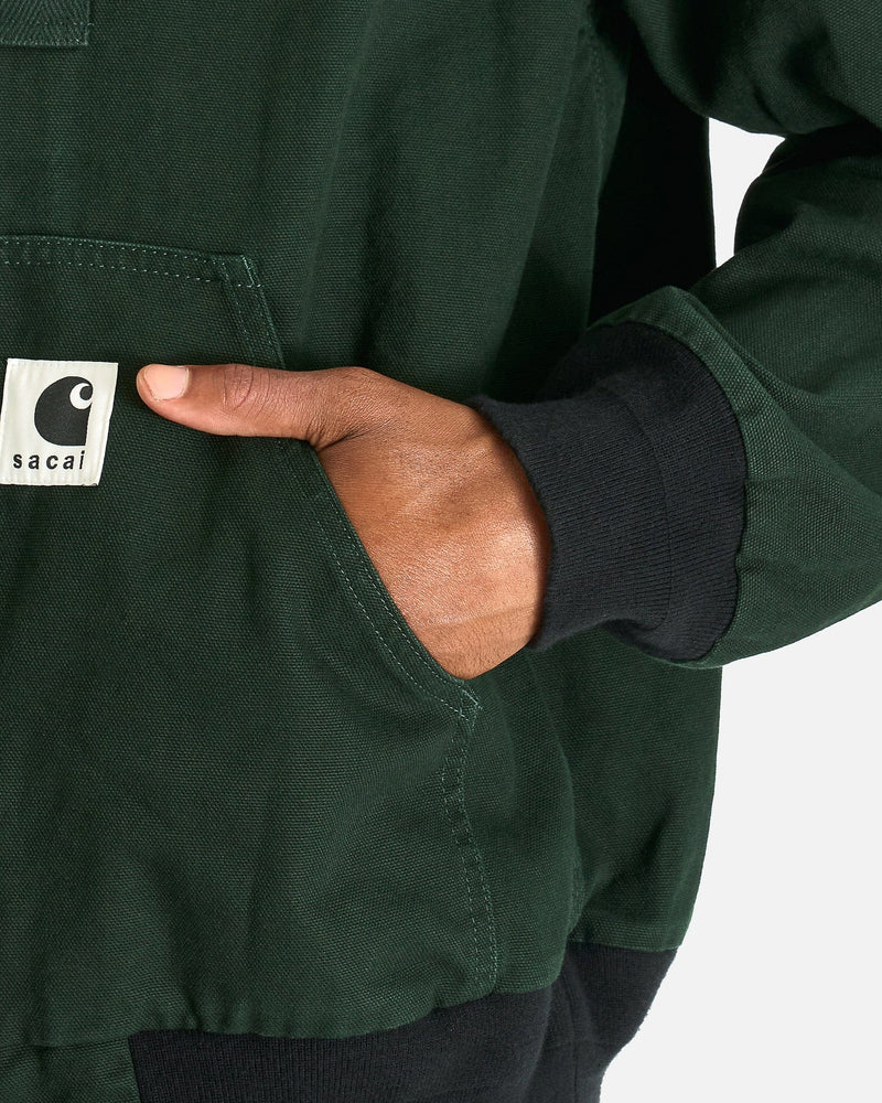 Sacai Men's Jackets Carhartt WIP Washed Ducked Hooded Blouson in Green