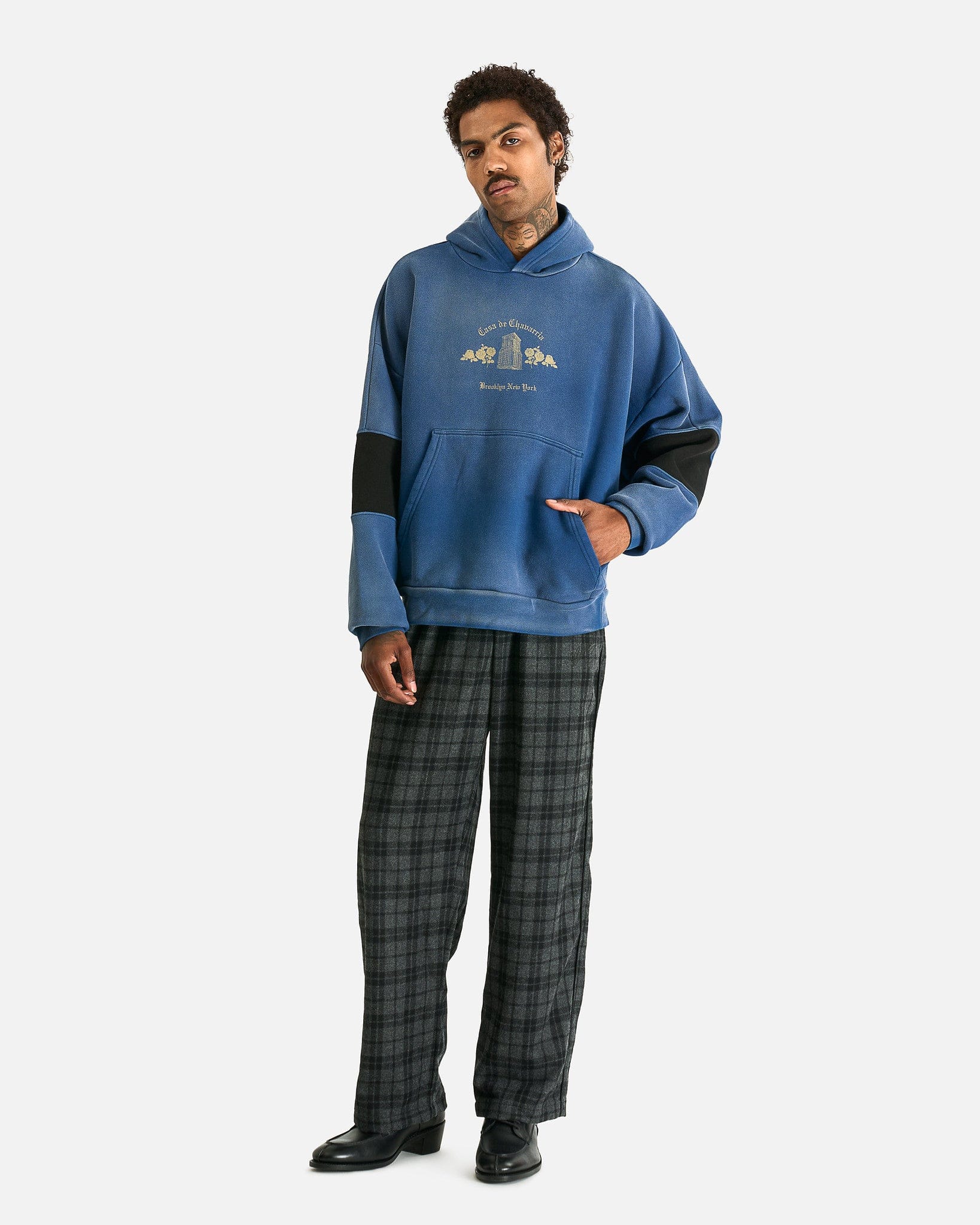 Willy Chavarria Men's Sweatshirts Casa de Chavarria Hoodie in Prussian Blue