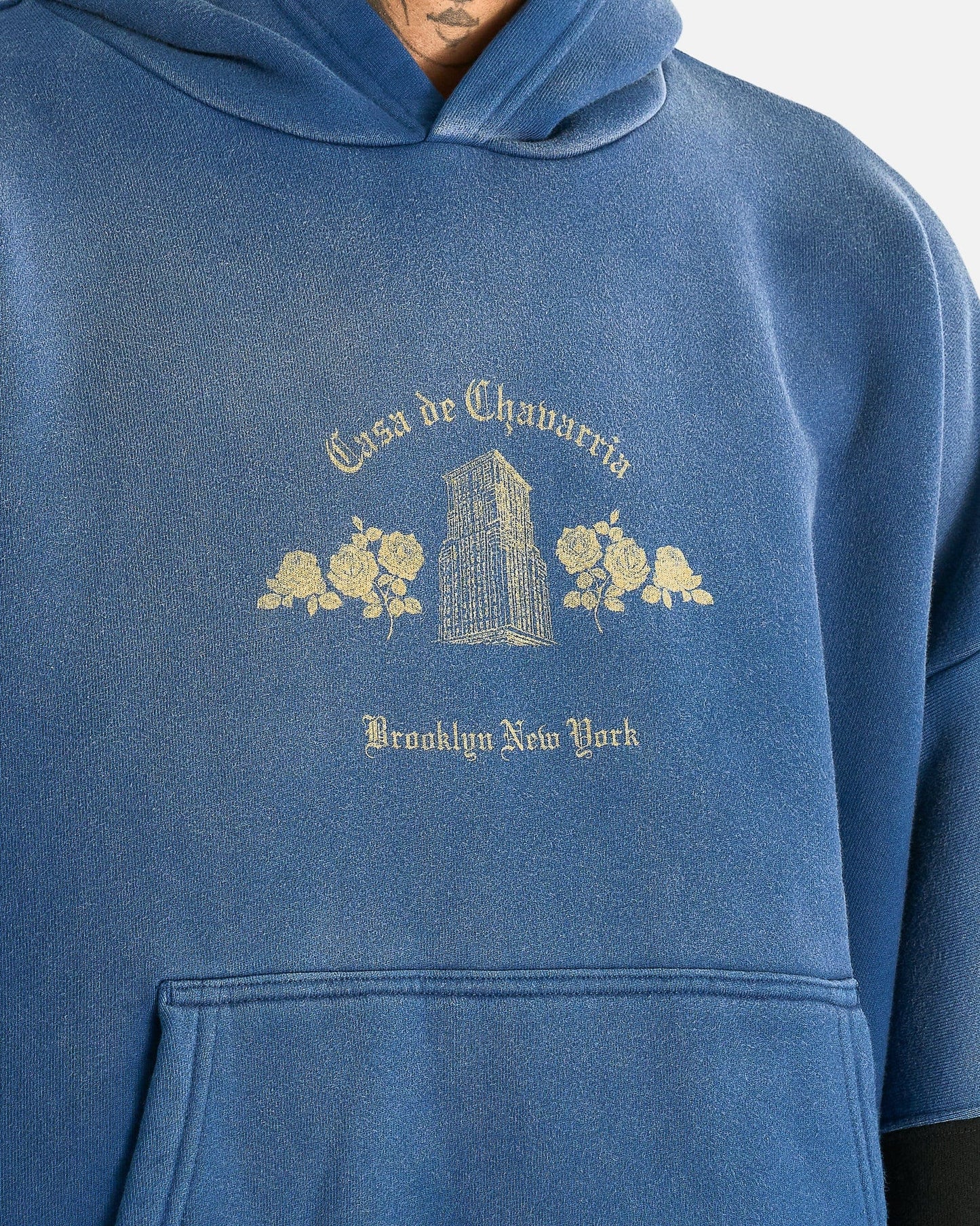 Willy Chavarria Men's Sweatshirts Casa de Chavarria Hoodie in Prussian Blue