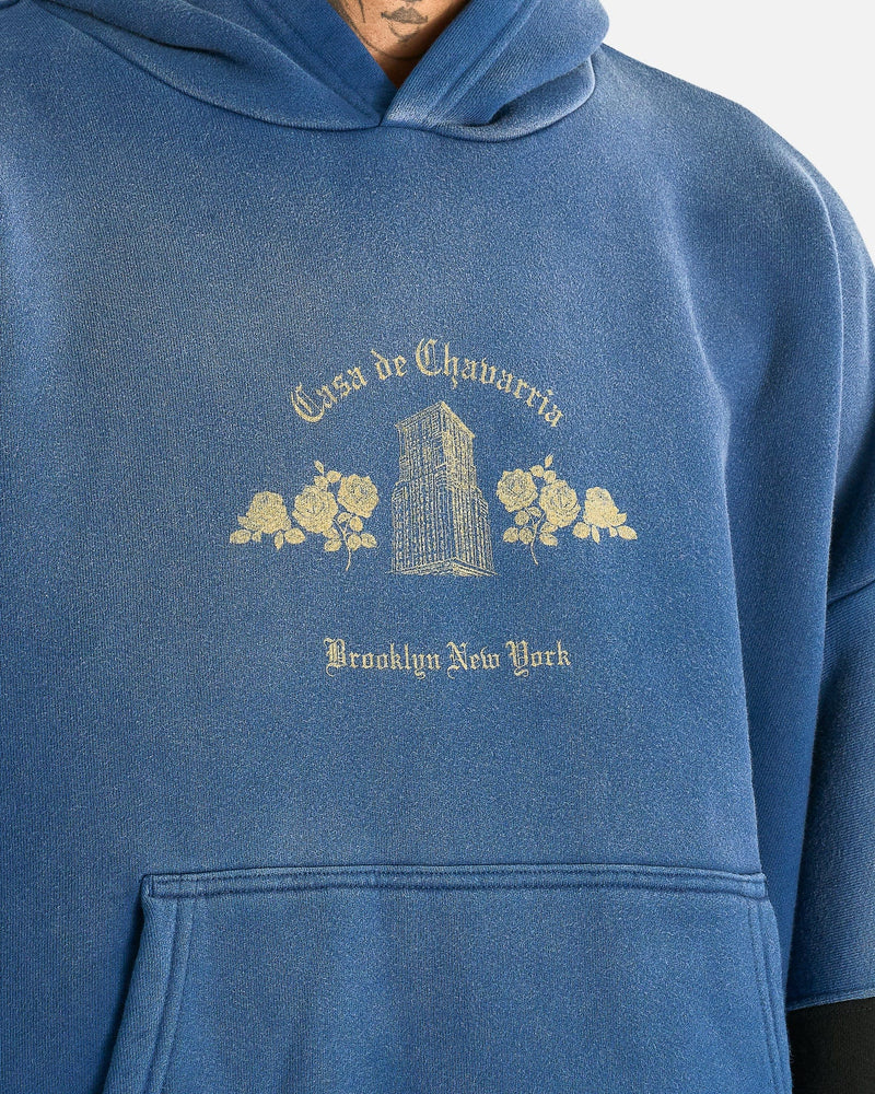 Willy Chavarria Men's Sweatshirts Casa de Chavarria Hoodie in Prussian Blue
