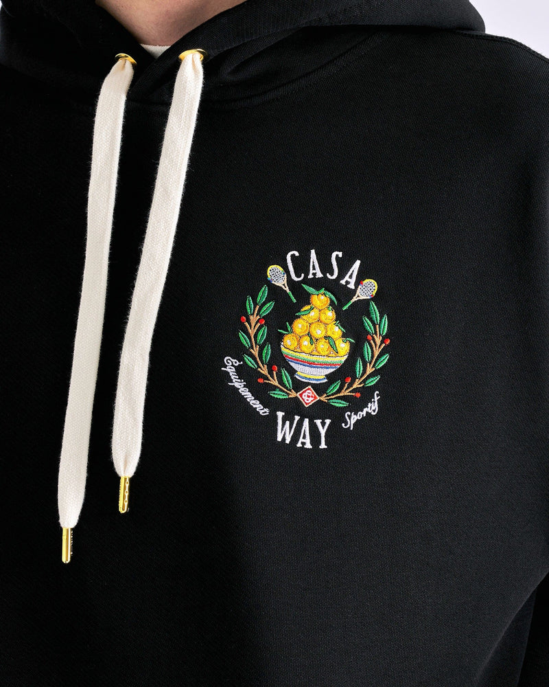 Casablanca Men's Sweatshirts Casa Way Embroidered Hooded Sweatshirt in Black