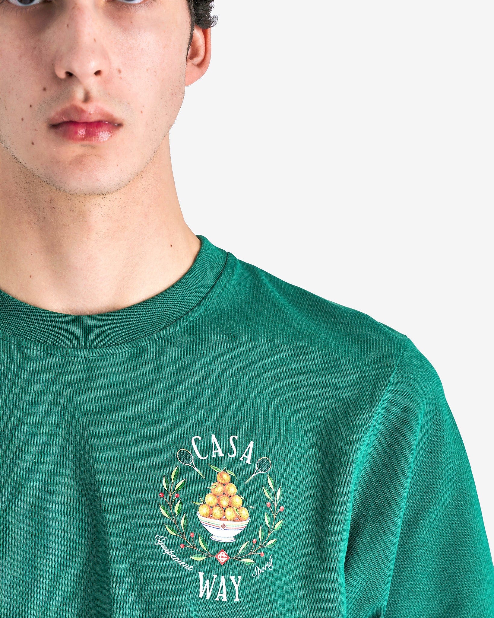 Casablanca Men's T-Shirts Casa Way Printed T-Shirt in Evergreen