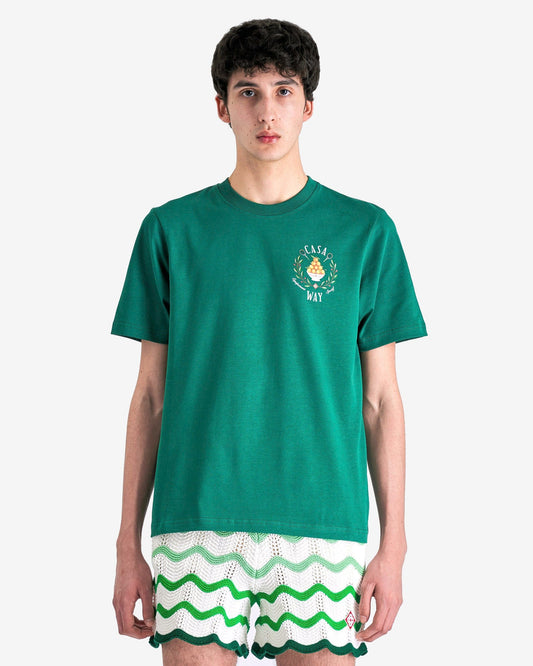 Casablanca Men's T-Shirts Casa Way Printed T-Shirt in Evergreen